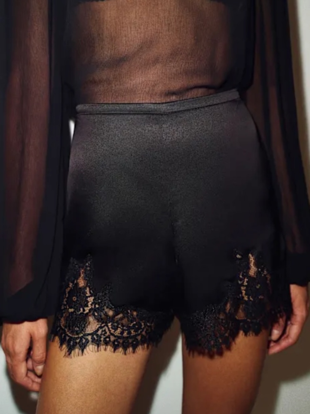 Reformation Fern Satin Lace Short